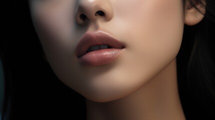girl's lips. close-up. Beautiful young Asian girl girl. portrait of a woman