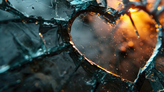 Broken crack glass window mirror heart shape wallpaper background