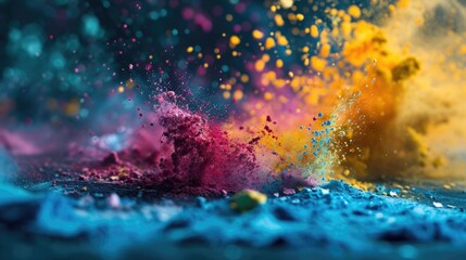 Colorful powder splash explosion dust paint wallpaper background - obrazy, fototapety, plakaty