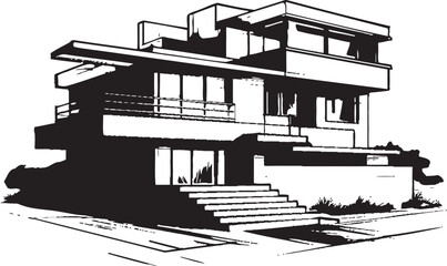 Tri Spire Serenity Emblem of Residential Elegance Trifecta Ascent Vector Icon of Tri Level Comfort