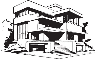 Tri Tower Retreat Vector Icon of Grandeur Threefold Majesty Emblem of Elevated Living