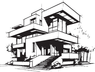 Trifold Ascent Haven Emblematic Vector of Residential Prestige Threefold Serenity Icon of Architectural Opulence in Vector Art