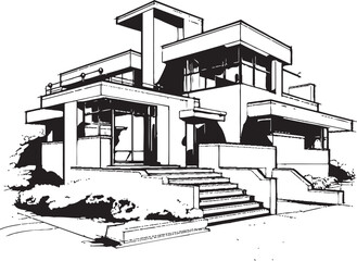 Threefold Serenity Icon of Architectural Opulence in Vector Art Tri Spire Vista Emblem of Residential Prestige in Vector Design