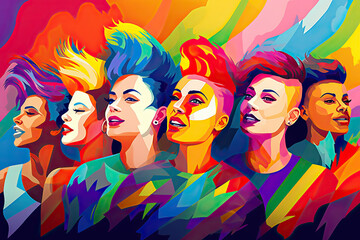 Fototapeta premium Diverse People - PRIDE - National Women's Month created with Generative AI technology