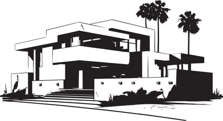 Obraz premium Modern Villa Design Framework Emblematic Structure in Vector Icon Villa Structure Design Contemporary Building in Vector Logo