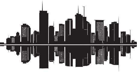 Skyline Multifloor Impression Cityscape Vector Logo Icon Downtown Tower Blueprint Multifloor Building Design in Vector Icon