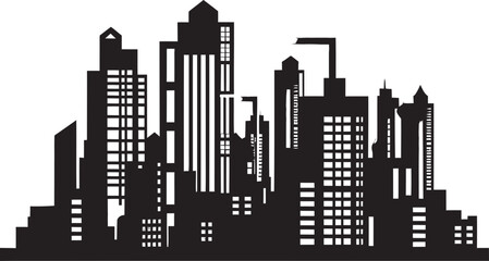 Urban Heights Emblem Cityscape Multifloor Vector Logo Skyscraper City Vista Blueprint Multifloor Building in Vector Icon