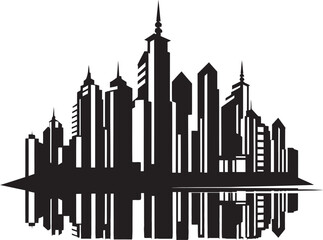 Fototapeta premium Skyline Multifloor Design Multifloor Vector Logo Icon Metropolitan Heights Sketch Cityscape Building in Vector Icon