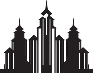 Metropolitan Heights Sketch Cityscape Multifloor Vector Icon Urban Skyscraper Impression Multifloor Vector Logo Design