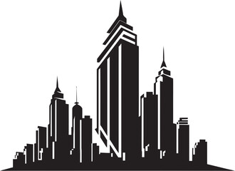 Obraz premium Skyline Multifloor Design Urban Building in Vector Logo Metropolitan Cityscape Sketch Multifloor Vector Logo Icon