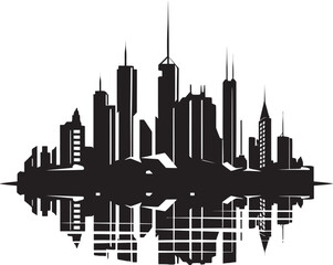 Metropolitan Cityscape Sketch Multifloor Vector Logo Icon Downtown Skyscraper Impression Cityscape Multifloor Vector Logo
