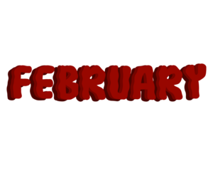 February typography style in red color