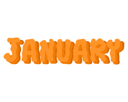 January typography style in orange color