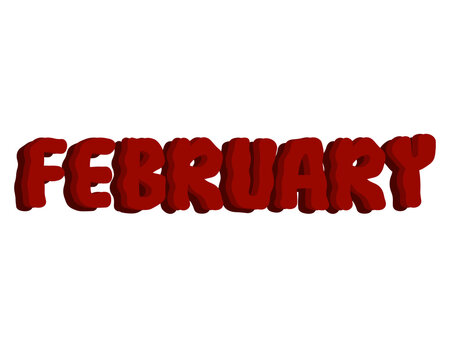 February typography style in red color