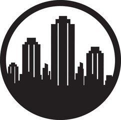 Fototapeta premium Cityline Tower Blueprint Multifloor Building in Vector Icon Design Urban Skyscraper Silhouette Multifloor Cityscape Vector Icon