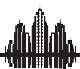 Obraz premium Metropolis Towerlines Multifloor Cityscape Vector Icon Urban Tapestry Heights Multifloor Building in Vector Emblem