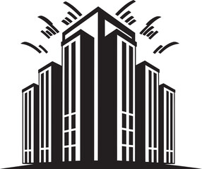 Urban Skylinescape Multiflore Building in Vector Logo Cityline Vista Multifloor Cityscape Emblem in Vector