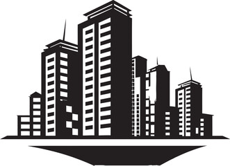 Fototapeta premium Skyline Dreamscape Multifloor Urban Vector Emblem City Vista Silhouettes Multiflore Building in Vector Icon