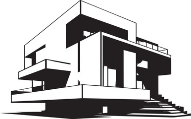 Iconic Minimalism Bold House Sketch in Vector Icon Design Innovative Home Blueprint Conceptual House Sketch Emblem