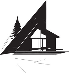 Avant Garde Domicile Bold House Sketch Emblem in Vector Design Dynamic Residence Impression Conceptual House Sketch Icon