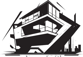 Obraz premium Architectural Visionaries Bold House Sketch Design in Vector Logo Contemporary Living Mark Innovative House Sketch Icon