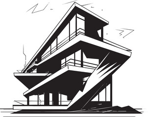 Avant Garde Domicile Bold House Sketch Emblem in Vector Design Dynamic Residence Impression Conceptual House Sketch Icon