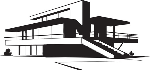Double Residence Blueprint Sketch Idea for Duplex Vector Logo Pair House Sketch Duplex Design Vector Icon Concept
