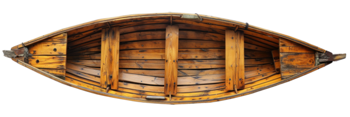 Top View Wooden Boat Isolated Image