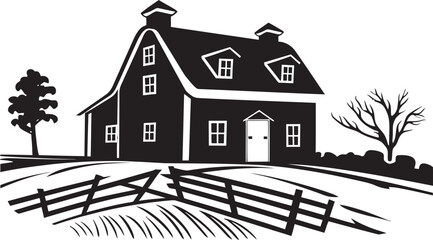 Pastoral Homestead Symbol Farmers Farmhouse Vector Logo Harvest Oasis Residence Farmhouse Vector Icon Design