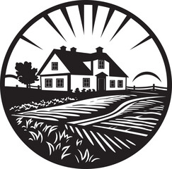 Countryside Dwelling Mark Farmers House Vector Emblem Farmers Haven Icon Farmhouse Design Vector Logo