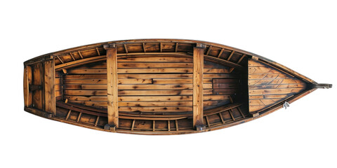 Top View Wooden Boat on Transparent Background