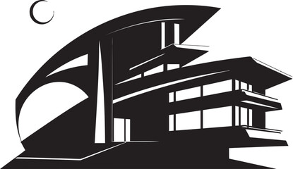 Modernistic Abode Symbol Futuristic House Vector Emblem Techno Dwelling Mark House Design in Vector Logo