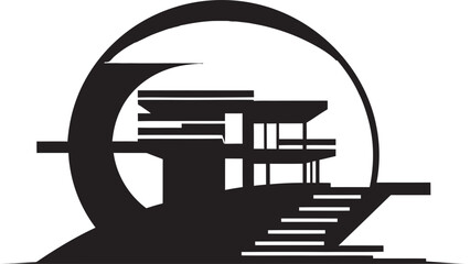 Futuristic Lifestyle Symbol House Vector Logo Design Futuristic Living Mark House Design Vector Emblem