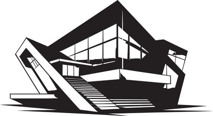 Futuristic Residence Icon House Idea Design in Vector Modern Housing Mark Architecture Idea Vector Logo