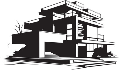 Futuristic Residence Icon House Idea Design in Vector Modern Housing Mark Architecture Idea Vector Logo
