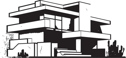 Futuristic Residence Icon House Idea Design in Vector Modern Housing Mark Architecture Idea Vector Logo