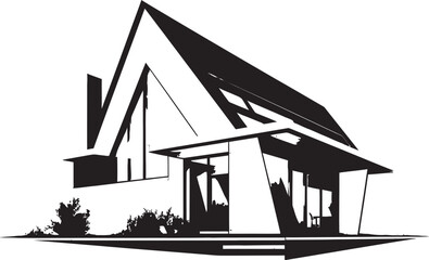 Modern Minimalism Emblem House Design Vector Icon Simple Habitat Mark Minimal House Design in Vector