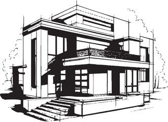 Urban Skyscraper Emblem Multi Floor House Design Vector Icon Skyward Abode Mark Multi Floor House Design in Vector