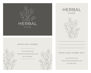 Set of labels for Natural herbal store or medicine herbs. Elegant branding design collection for organic cosmetics, Pharmacy, handmade products, medicine, skin care