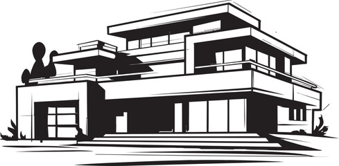 Chic Living Vision Stylish Modern House Design Vector Icon Trendy Dwelling Mark Modern House Design Vector Logo