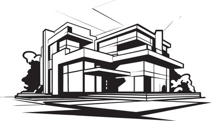 Fashionable Living Icon Modern House Idea Vector Logo Classy Habitat Symbol Stylish House Design Vector Icon