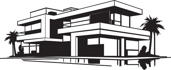 Classy Habitat Symbol Stylish House Design Vector Icon Sleek Living Vision Modern House Idea Vector Emblem