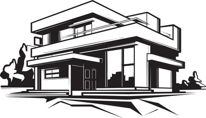 Elegant Residence Symbol Stylish House Idea Vector Icon Contemporary Abode Emblem Modern House Design Vector Icon