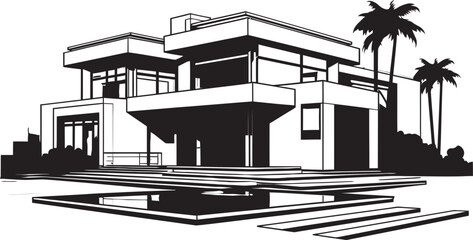 Fashionable Abode Emblem Stylish House Design Vector Icon Trendy Habitat Mark Modern House Idea Design in Vector