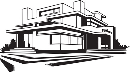 Trendy Habitat Mark Modern House Idea Design in Vector Chic Living Icon Stylish House Design Vector Logo