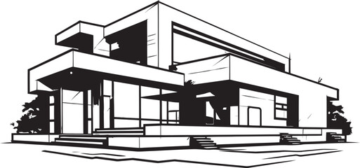 Contemporary Living Crest Stylish House Design Vector Emblem Modern Dwelling Mark Stylish House Design Vector Logo