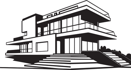 Obraz premium Classy Home Symbol Modern House Idea Vector Icon Sleek Living Crest Stylish House Design Vector Emblem