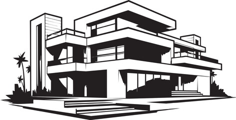 Naklejka premium Modern Dwelling Mark Stylish House Design Vector Logo Elegant Residence Symbol Modern House Idea Vector Icon