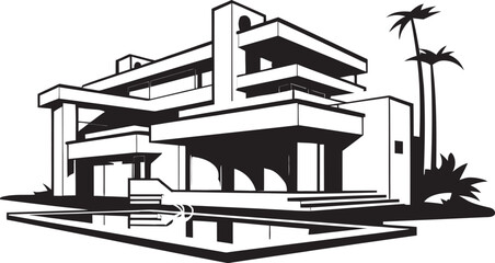 Modern Dwelling Mark Stylish House Design Vector Logo Elegant Residence Symbol Modern House Idea Vector Icon