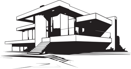 Sleek Living Vision Modern House Idea Vector Emblem Contemporary Dwelling Essence Stylish Modern House Design Vector Icon